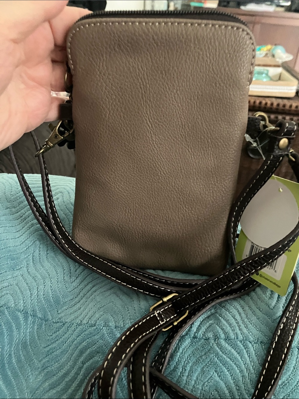 Chala Black & Taupe Cat Applique Crossbody Bag - Picture 5 of 9